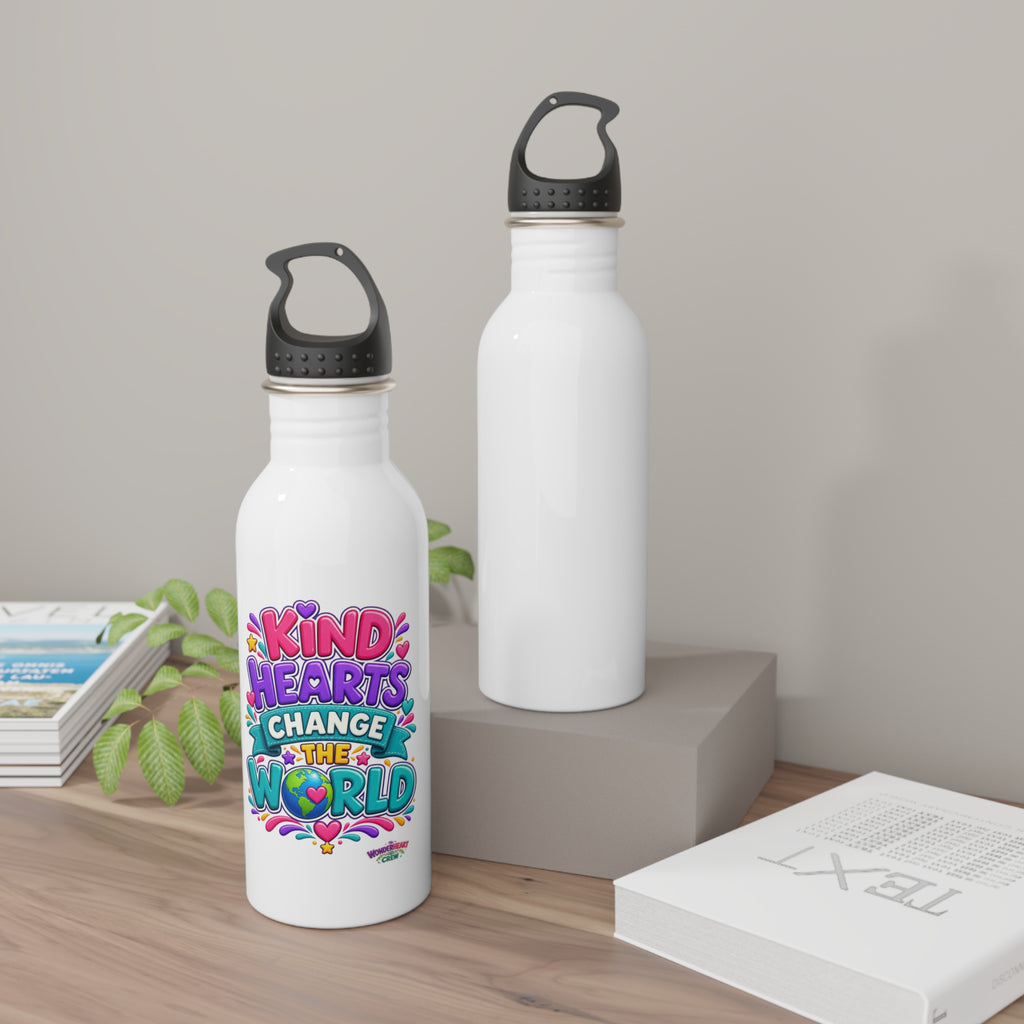 Kind Hearts Change the World -  Motivational Stainless Steel Bottle