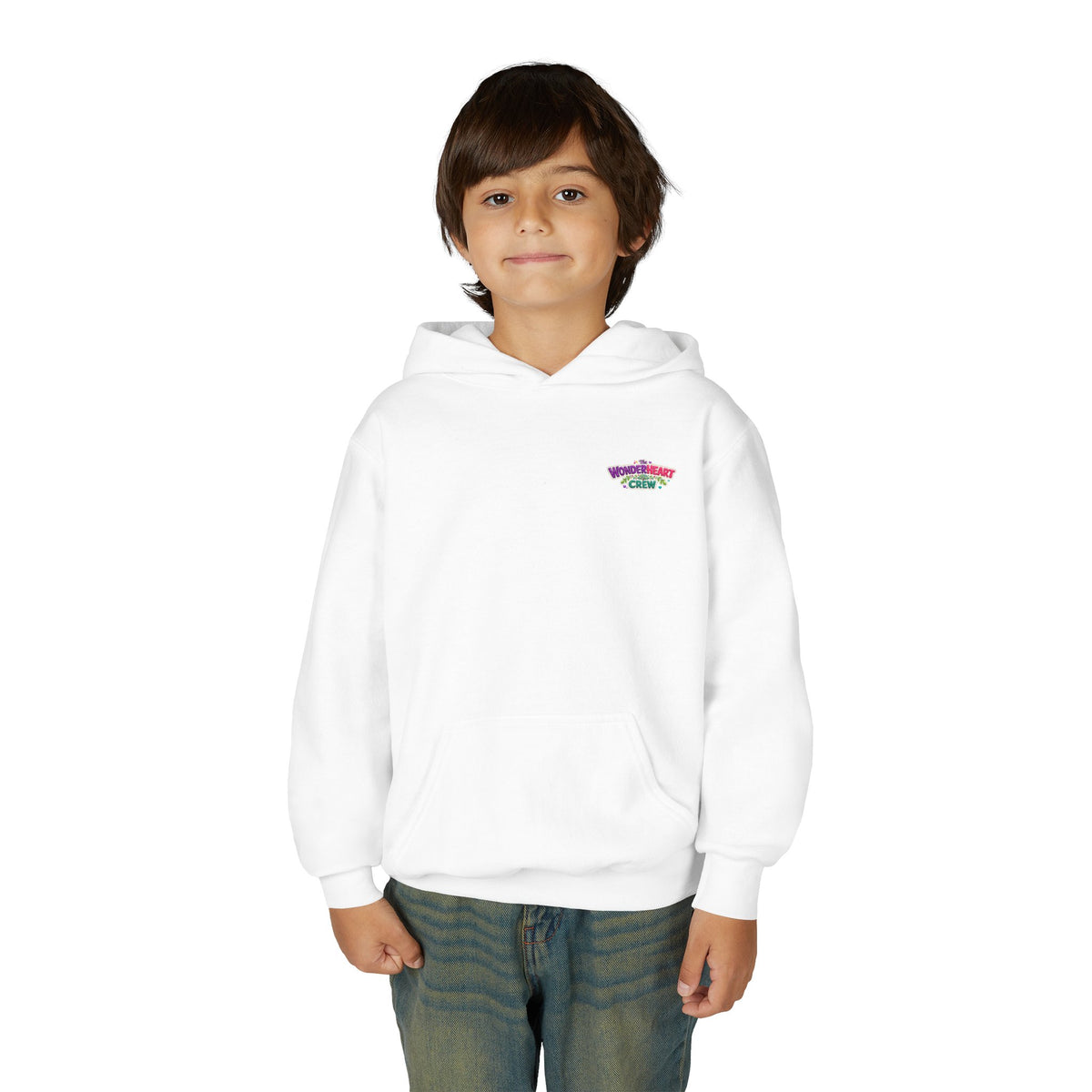 Wonderheart Youth Hoodie - Group Laying Down on Back