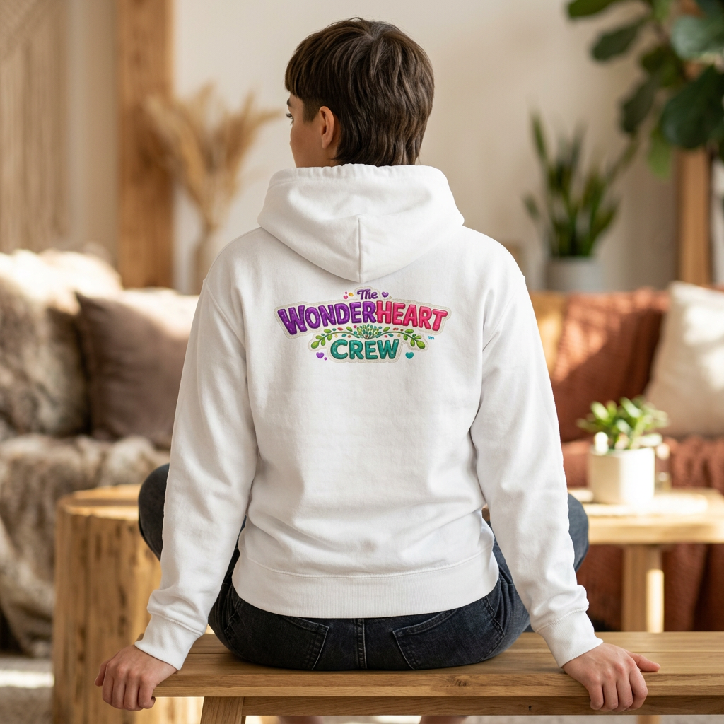 Wonderheart Crew Zip Hoodie - Retro Logo on Back - Full-Zip Sweatshirt