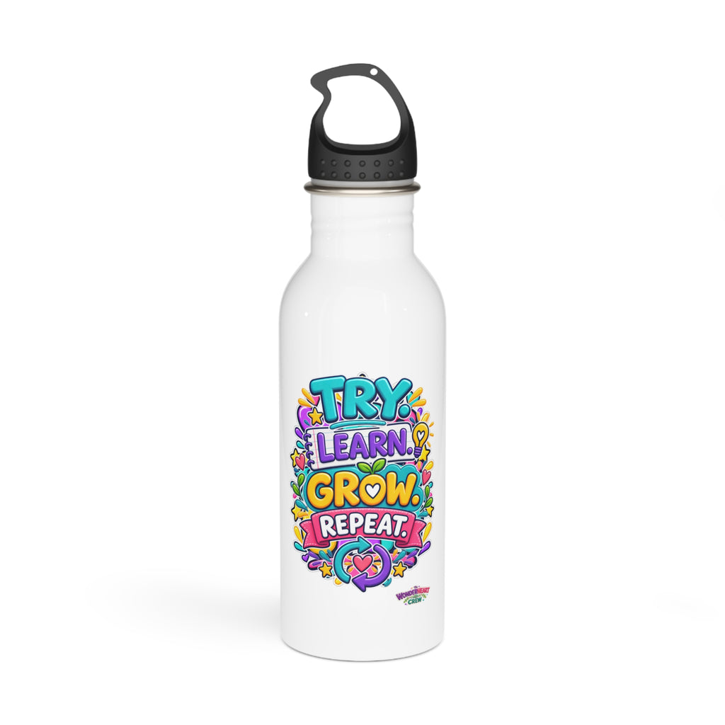 Try. Learn. Grow. Repeat Motivational Stainless Steel Bottle