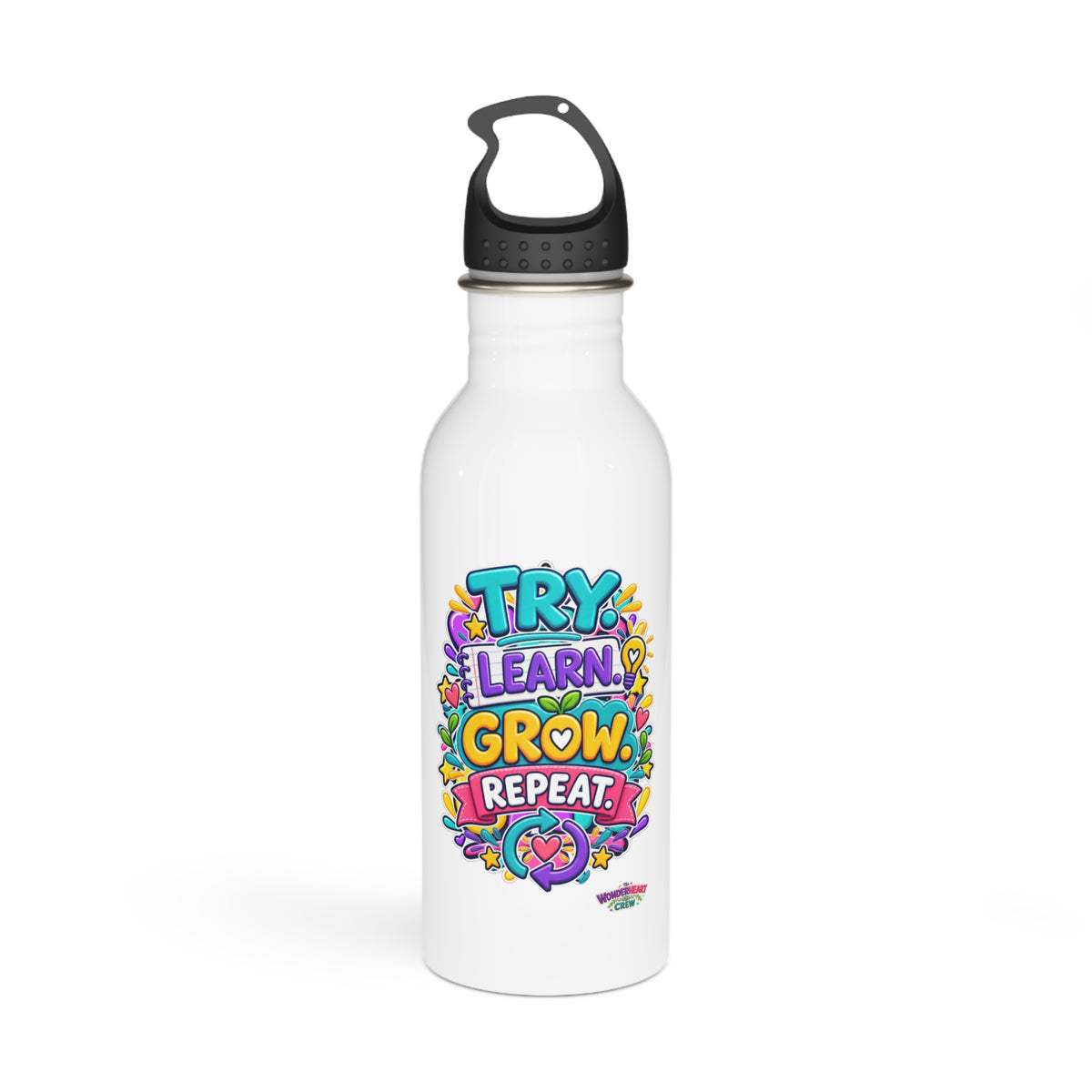 Try. Learn. Grow. Repeat Motivational Stainless Steel Bottle