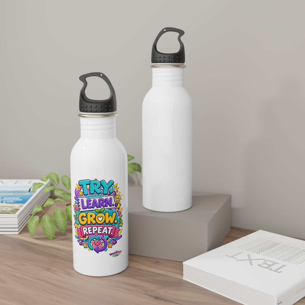Try. Learn. Grow. Repeat Motivational Stainless Steel Bottle