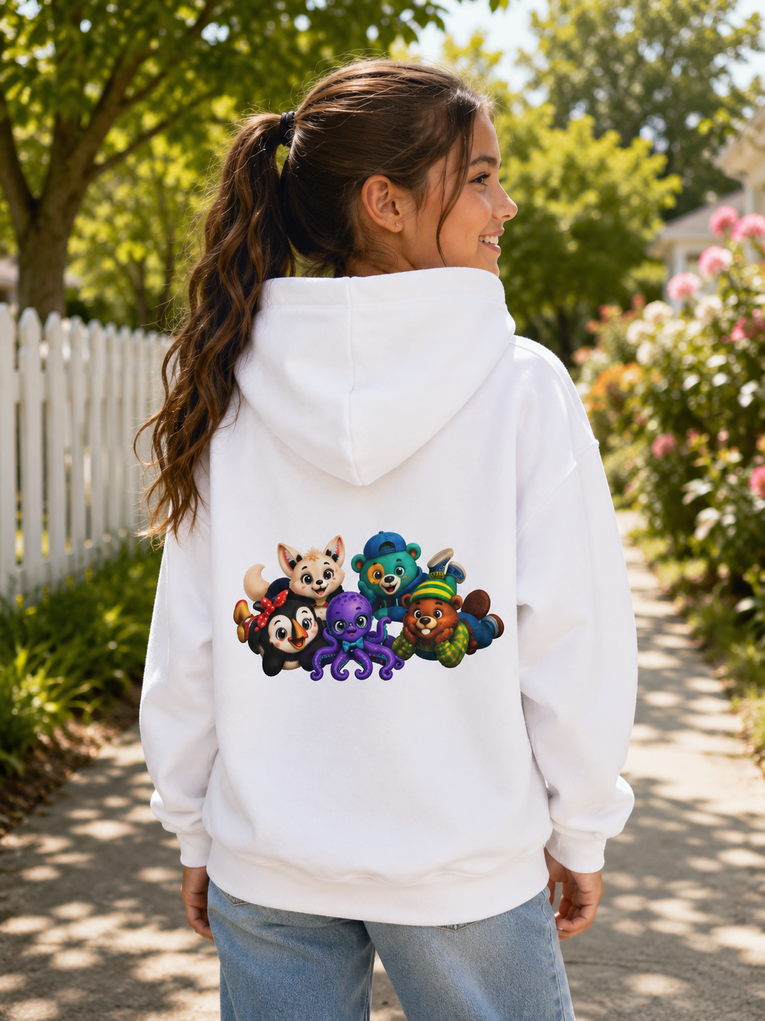 Wonderheart Youth Hoodie - Group Laying Down on Back