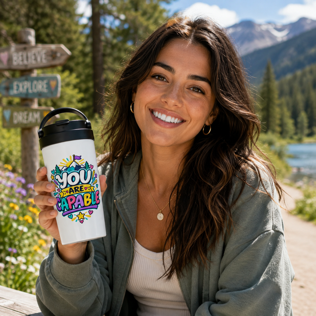 You are Capable -  White 15oz Stainless Steel Travel Mug