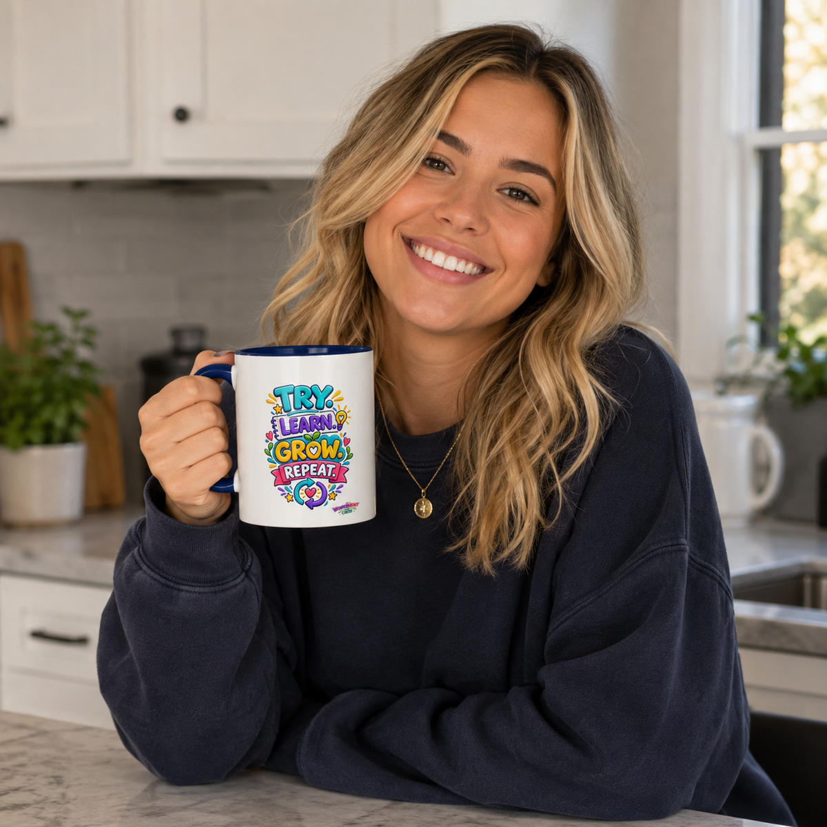 Try. Learn. Grow. Repeat - Inspirational 11oz Coffee Cup
