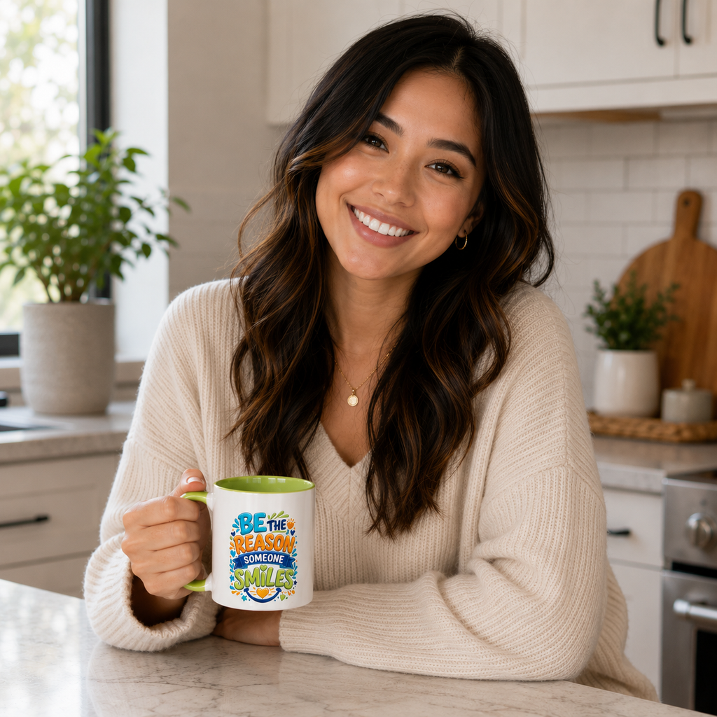 Be the Reason Someone Smiles - Inspirational 11oz Coffee Cup