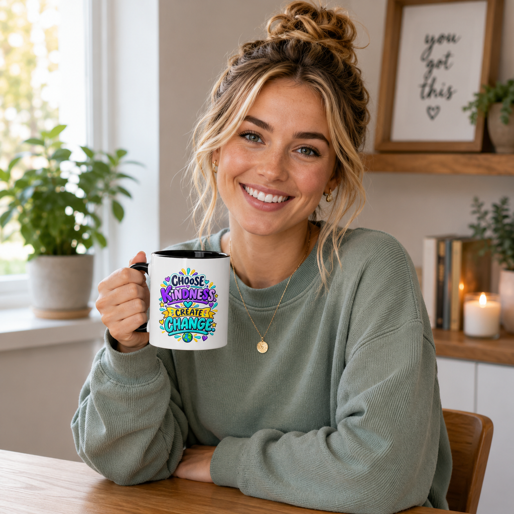 Choose Kindness Create Change - Inspirational 11oz Coffee Cup