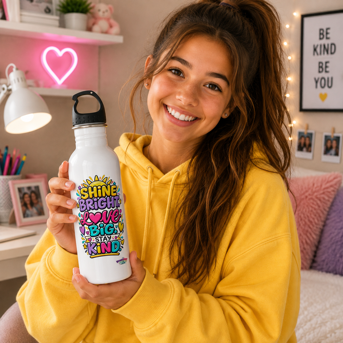 Shine Bright. Love Big. Stay Kind -  Motivational Stainless Steel Bottle