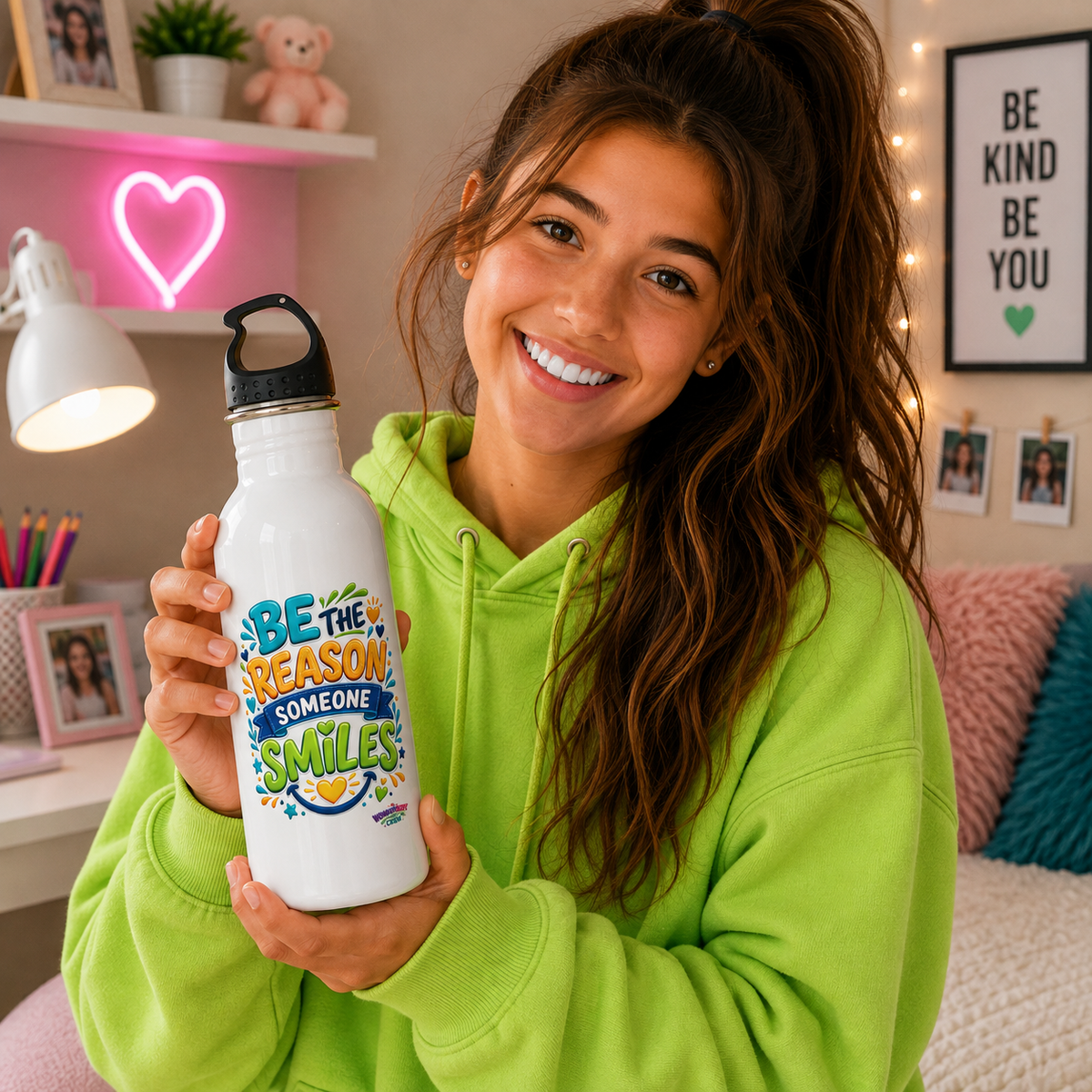 Be the Reason Someone Smiles - Motivational Stainless Steel Bottle