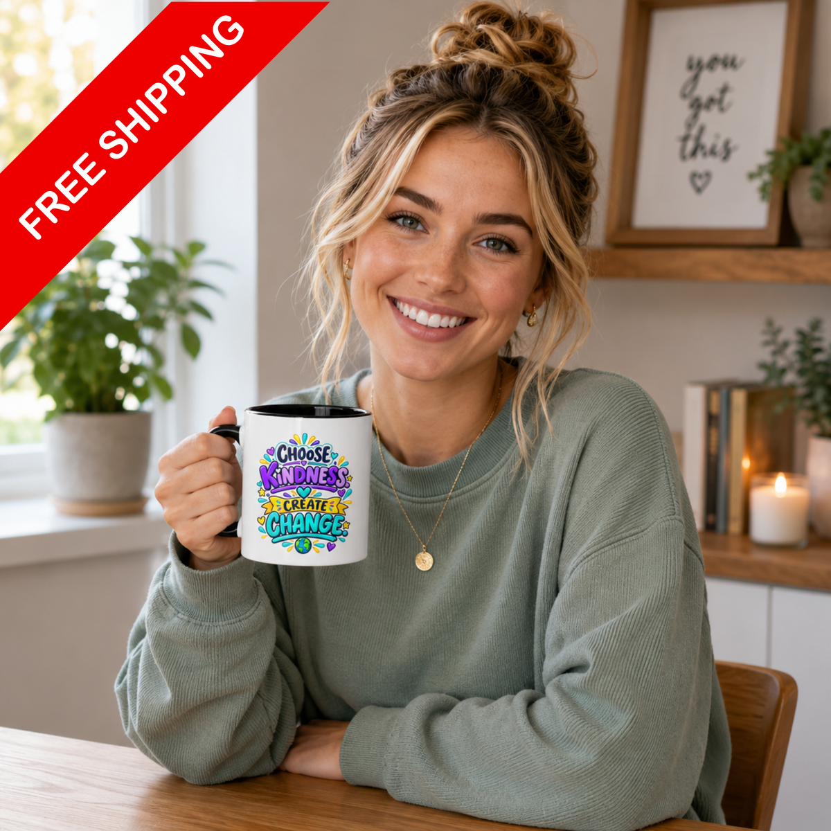 Choose Kindness Create Change - Inspirational 11oz Coffee Cup