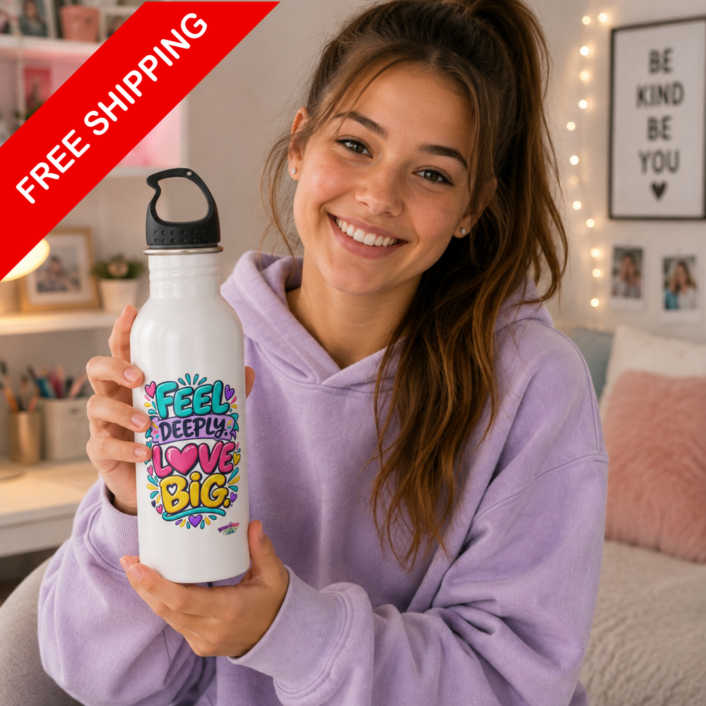 Feel Deeply. Love Big -  Motivational Stainless Steel Bottle