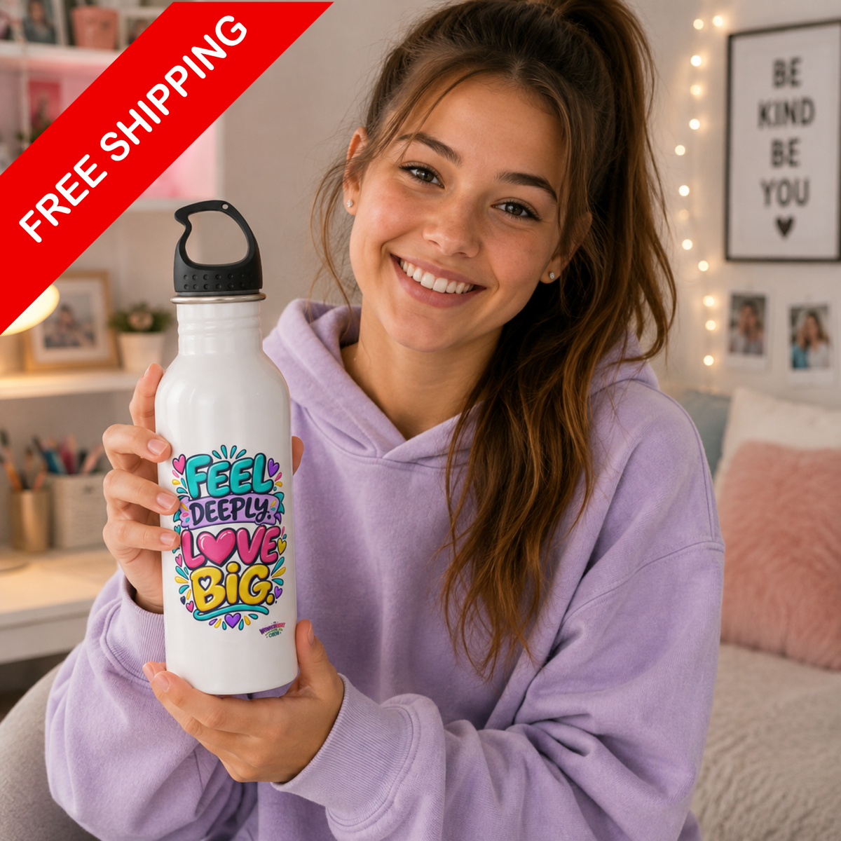 Feel Deeply. Love Big -  Motivational Stainless Steel Bottle