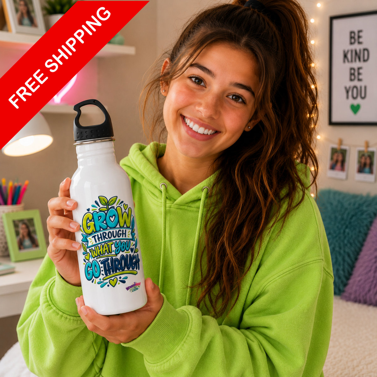 Grow Through What You Go Through -  Motivational Stainless Steel Bottle
