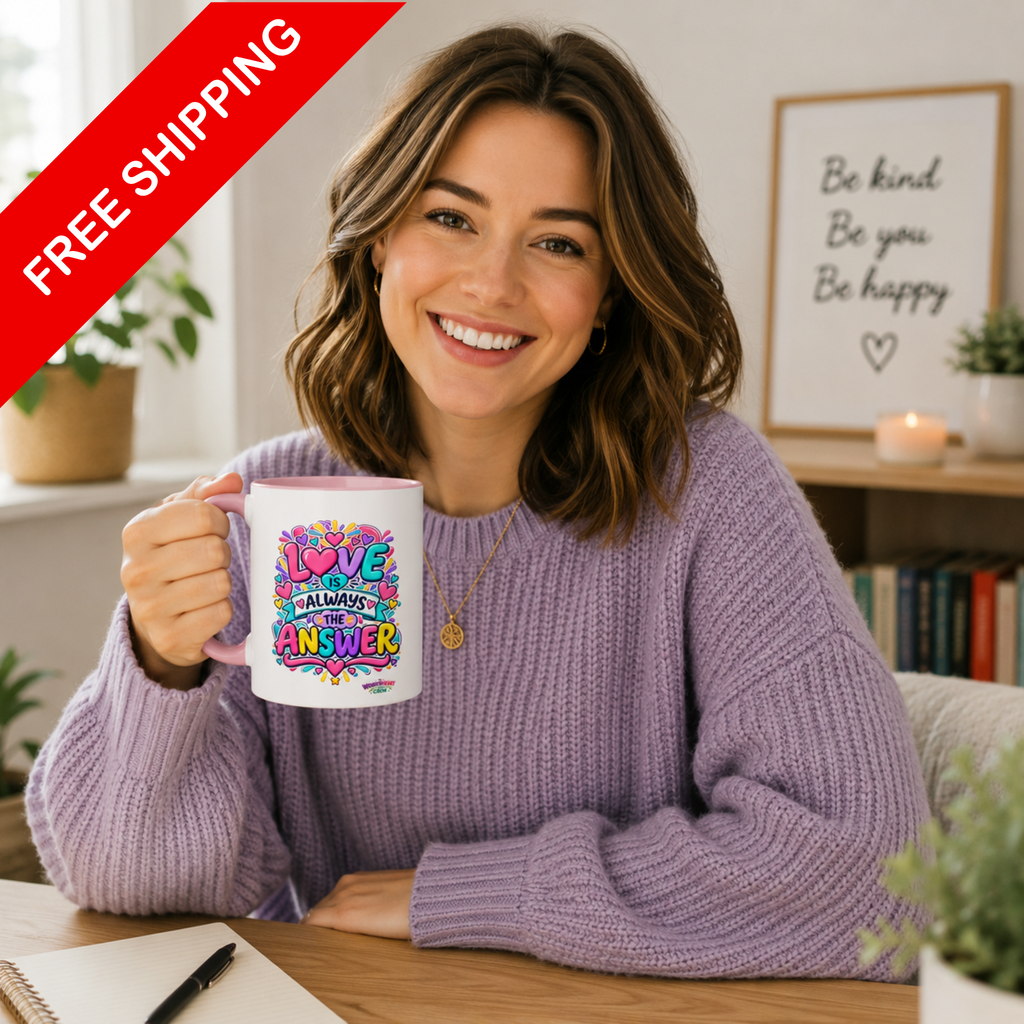 Love is Always the Answer Accent Mug — Inspirational 11oz Coffee Cup