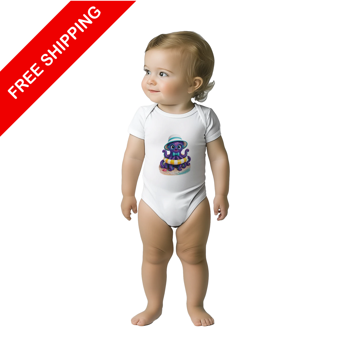 Ollie Beach Day - Classic Baby Short Sleeve Bodysuit