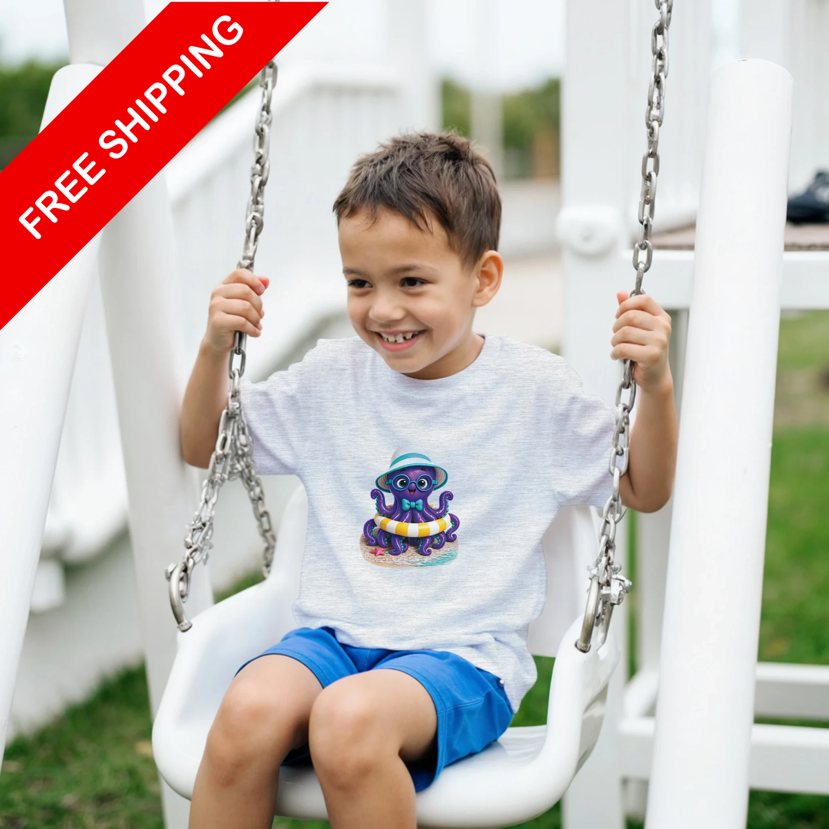 Ollie Beach Day - Classic Kids Crewneck T-shirt | Gildan® 5000B