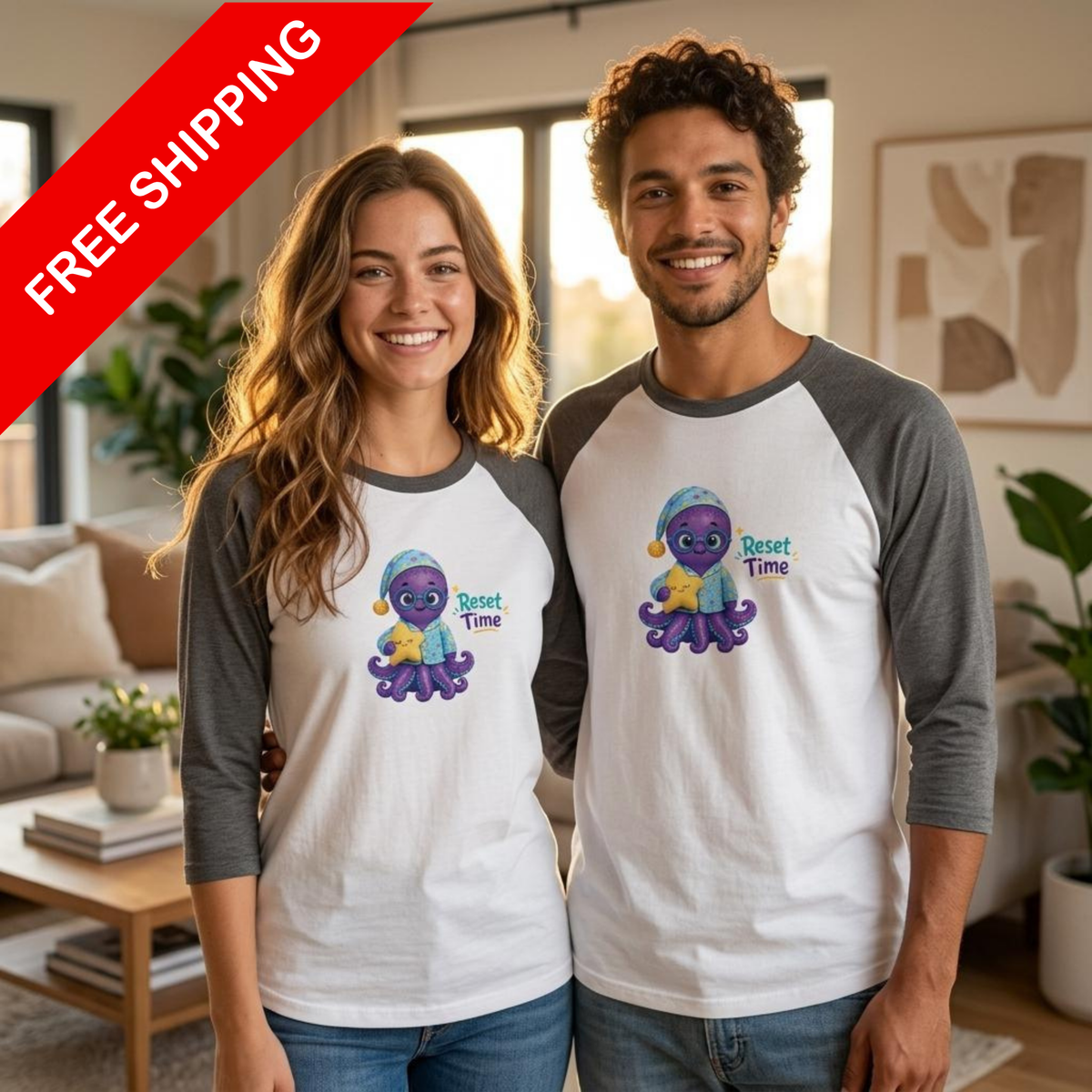 Ollie - Unisex 3/4 sleeve Raglan T-shirt