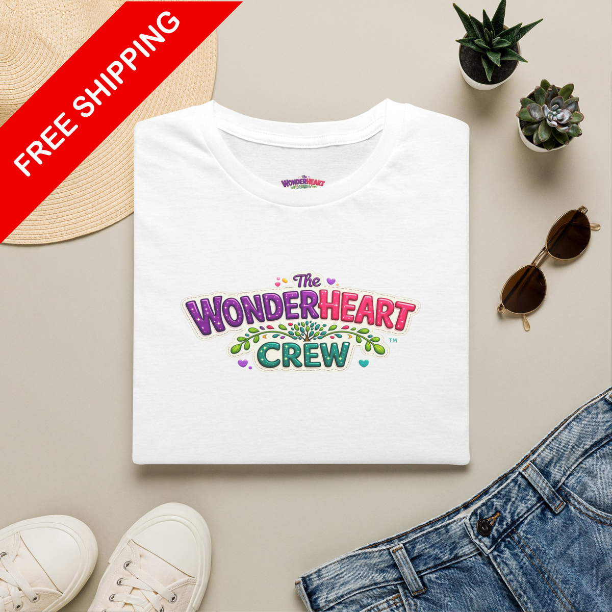 Wonderland Crew Large Logo - Unisex Minimal Retro T-Shirt