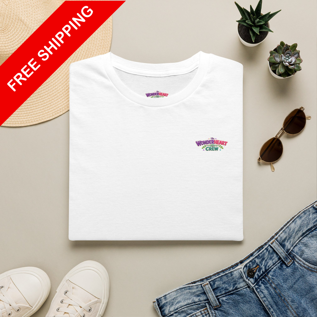 Wonderland Crew Logo - Unisex Minimal Retro Logo T-Shirt