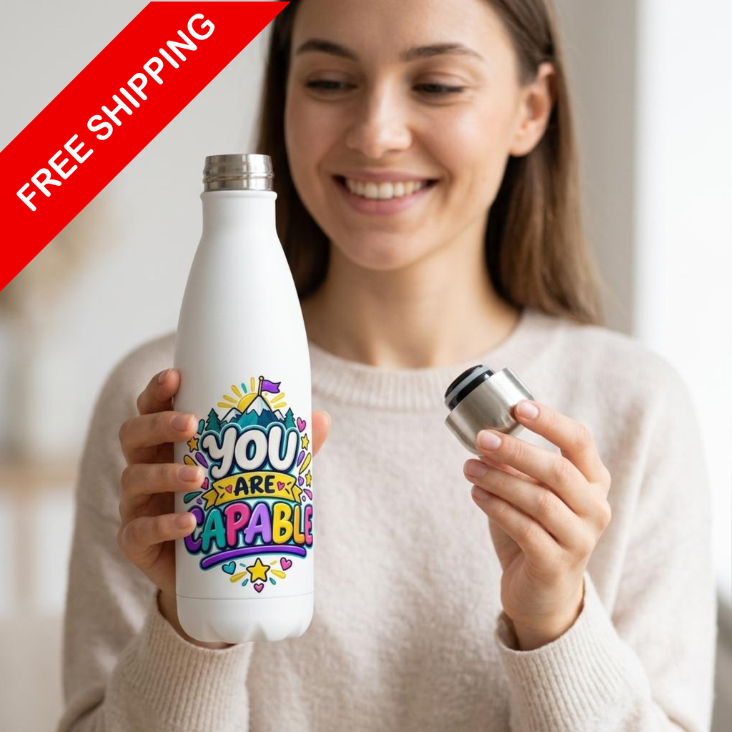You are Capable - White 17oz Stainless Steel Water Bottle
