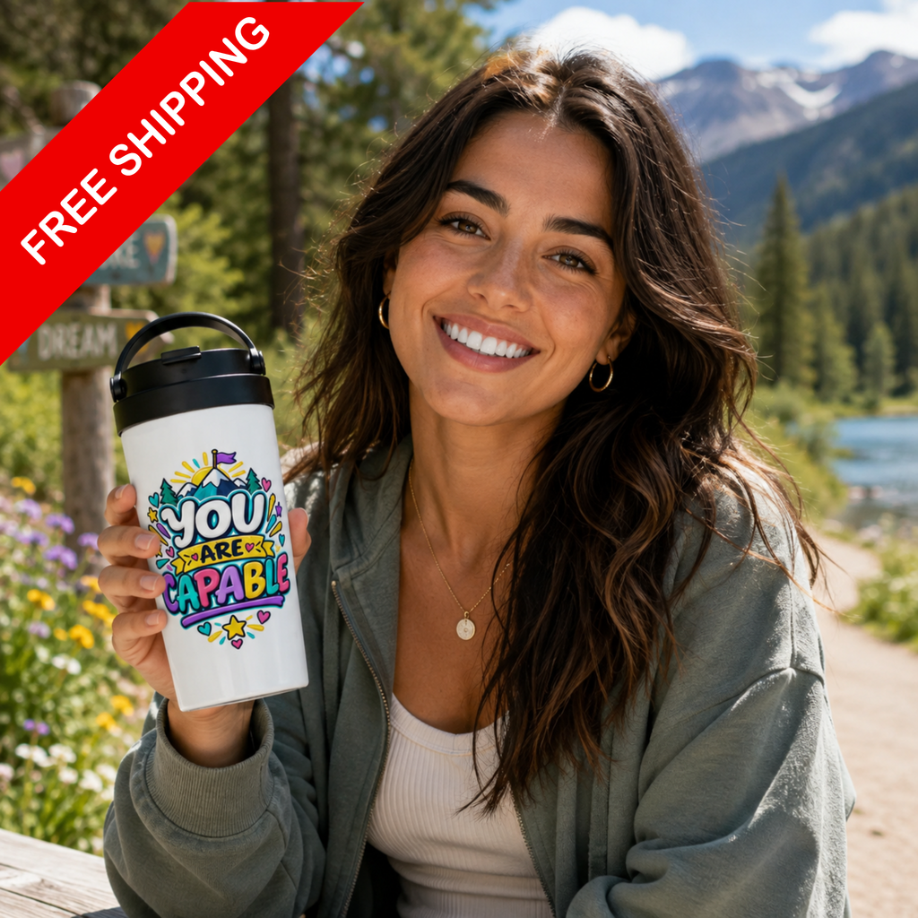 You are Capable -  White 15oz Stainless Steel Travel Mug