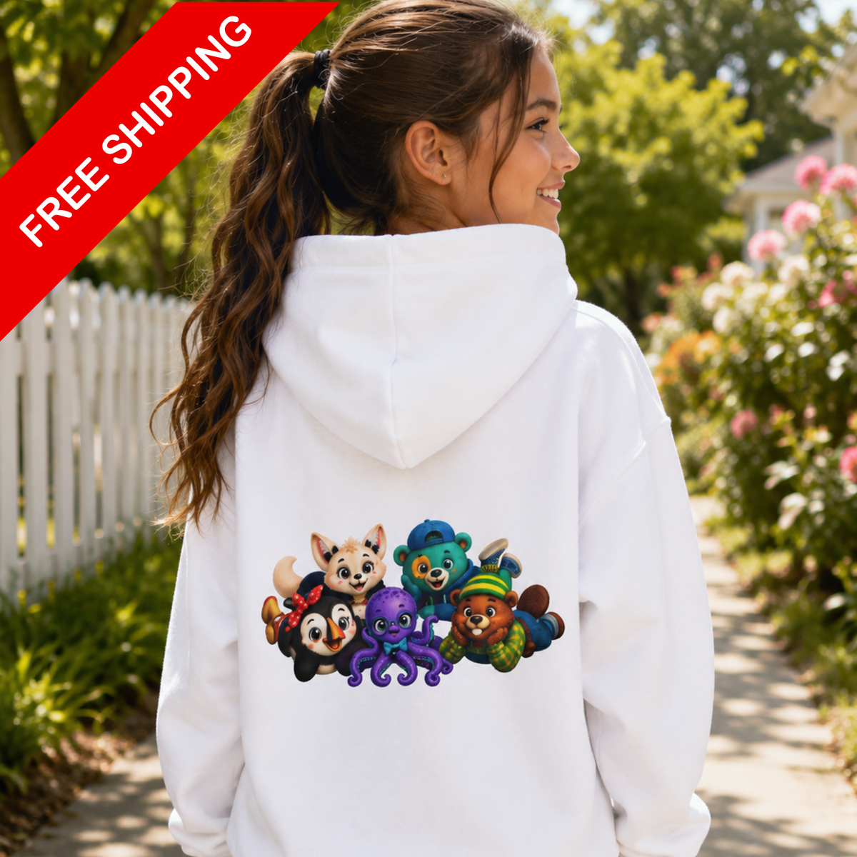 Wonderheart Youth Hoodie - Group Laying Down on Back